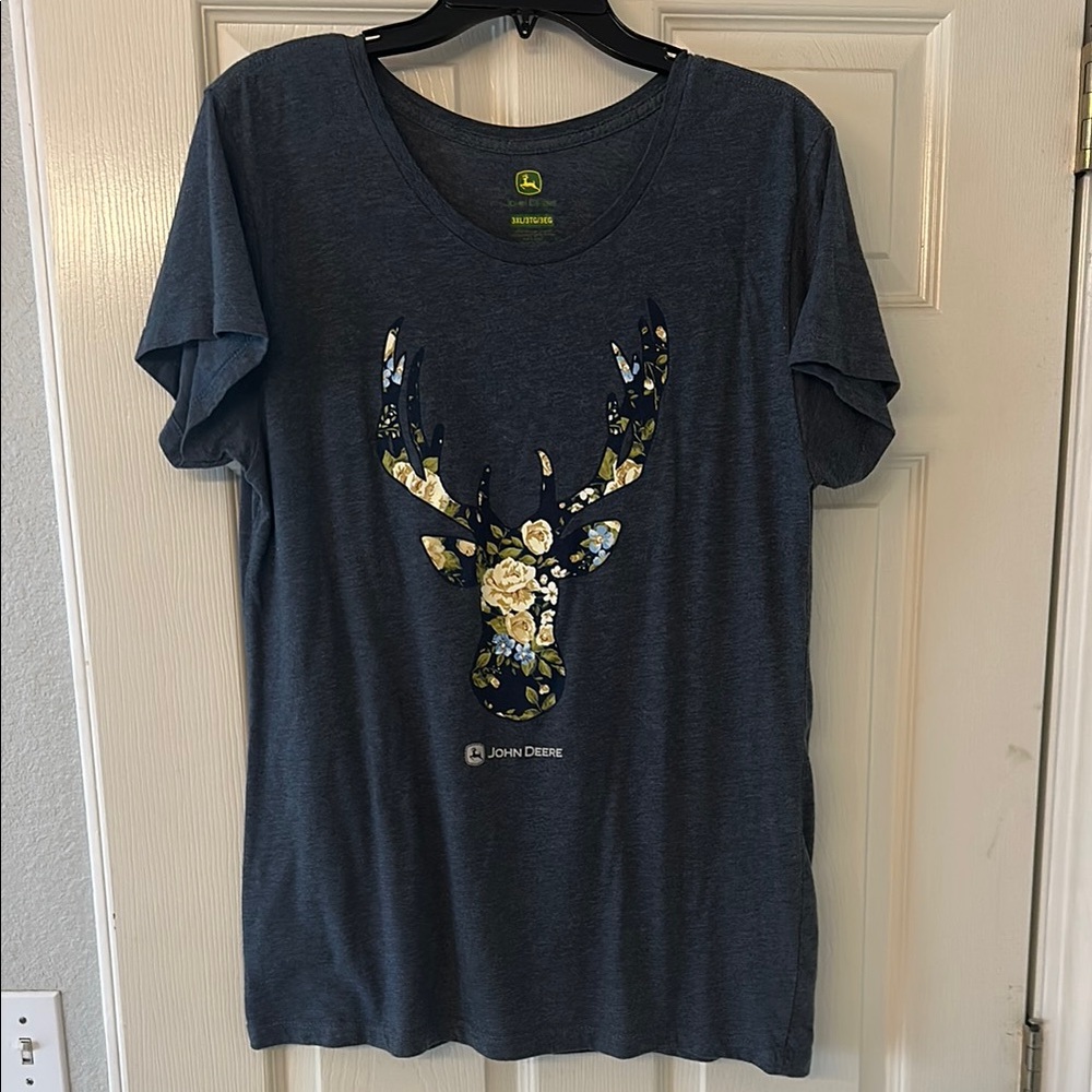 John Deere Navy Floral Deer Tee